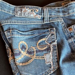 Southern Thread medium wash wide leg jeans